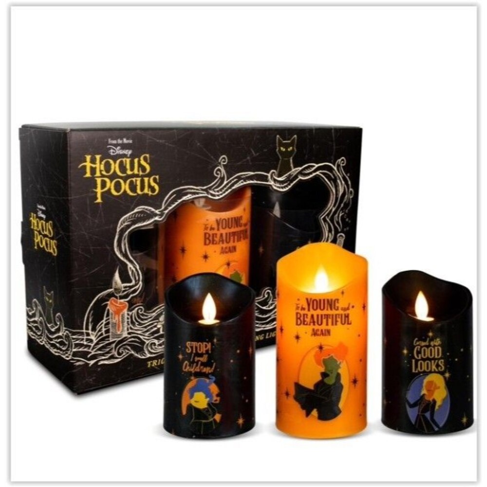 Disney Hocus Pocus LED Flickering Flameless Candles With Timers Set of 3 NEW